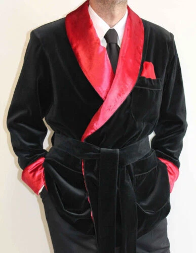 Men Black & Red Smoking Jacket Party Blazer Elegant Luxury Stylish Designer Coat