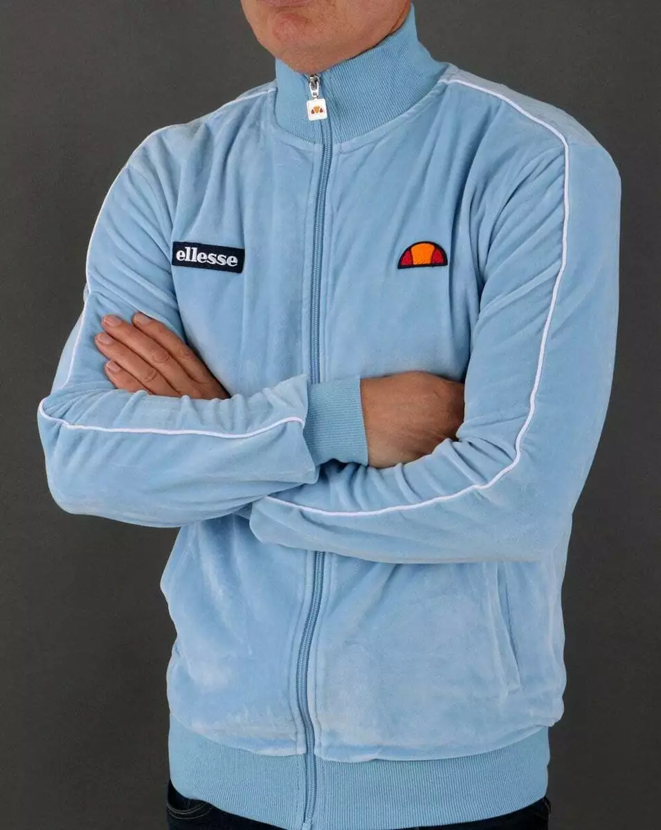 Ellesse Velour Piping Track Top Sky Blue