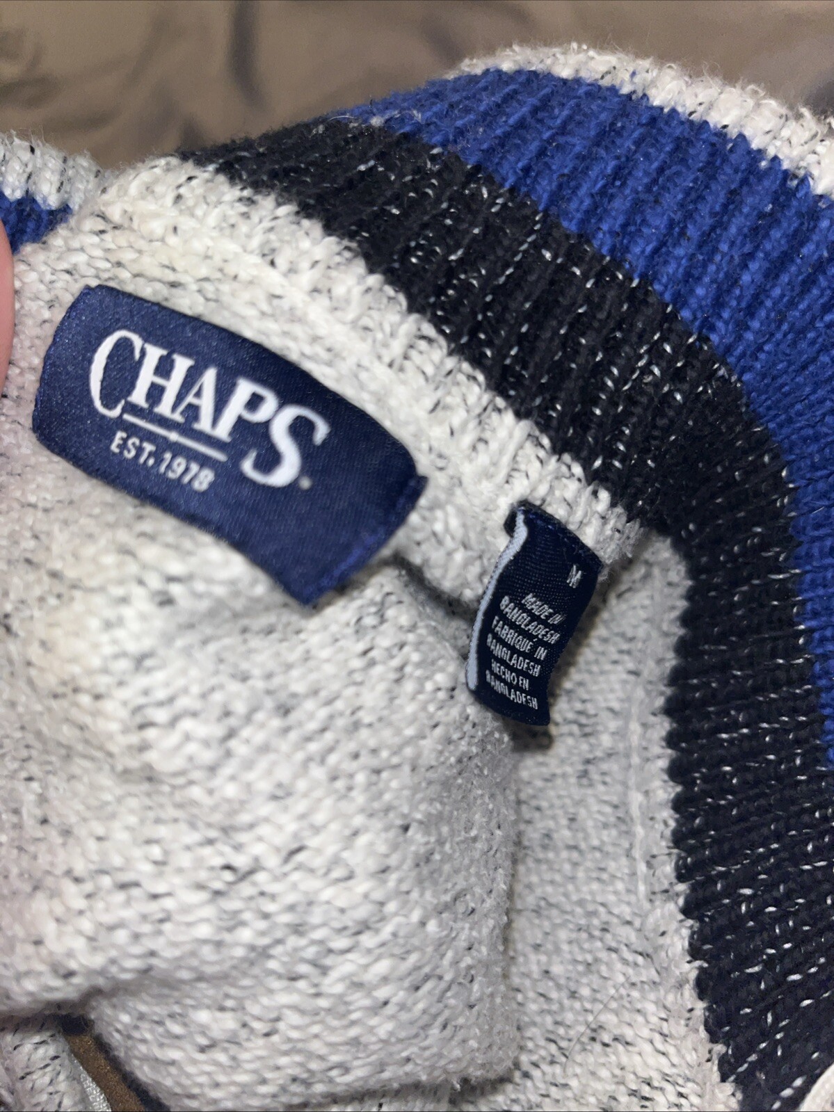 Chaps Jacket Mens Medium White Patterned 1/4 Zip … - image 3