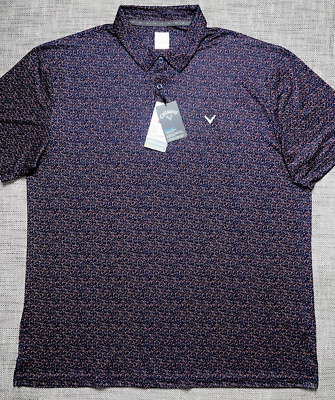 CALLAWAY MENS ALL OVER PRINT PEPPERS POLO GOLF SHIRT SIZE 2XL OPTI