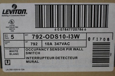 Leviton Ods10 I3w White Occupancy Sensor Pir Wall Switch 10a 347vac 5 Units Ebay