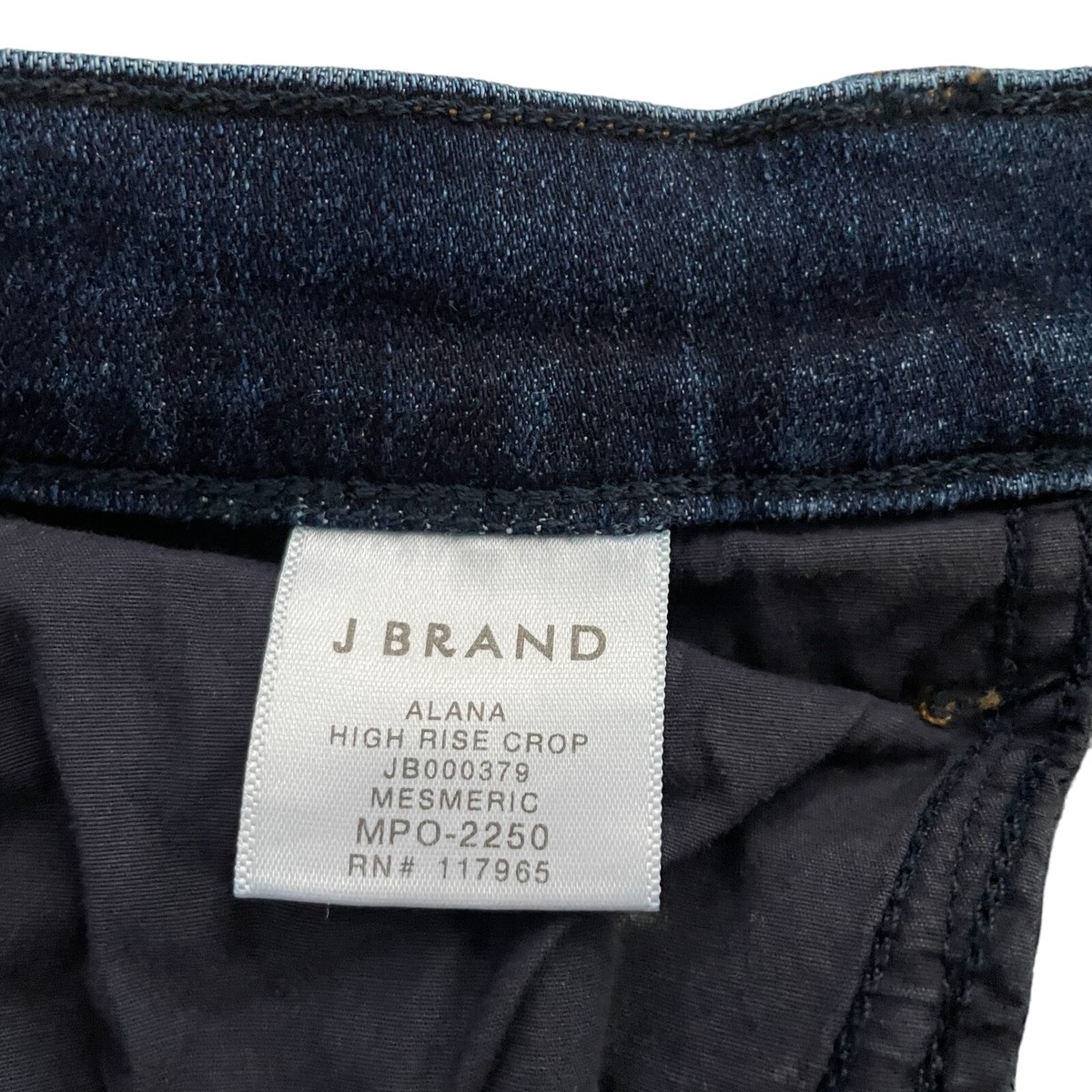 J Brand Alana High Rise Crop Skinny Jeans in Dark Blue Stretch Denim Size 26
