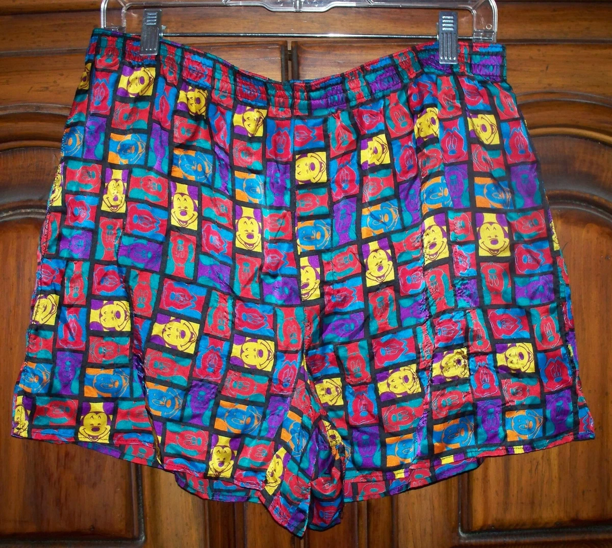 90s Mickey Mouse Unlimited Disney Silk Boxer Shorts Bright Colors Reverse  Images