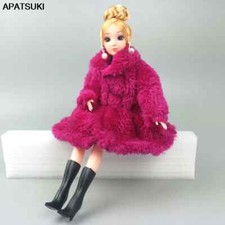 Fuchsia Mode Mantel für Barbie Puppe Winter kleidung Outfits 1/6 Puppen Zubehör