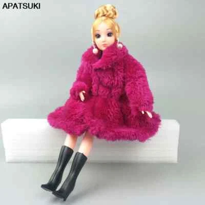 Fuchsia Mode Mantel für Barbie Puppe Winter kleidung Outfits 1/6 Puppen Zubehör