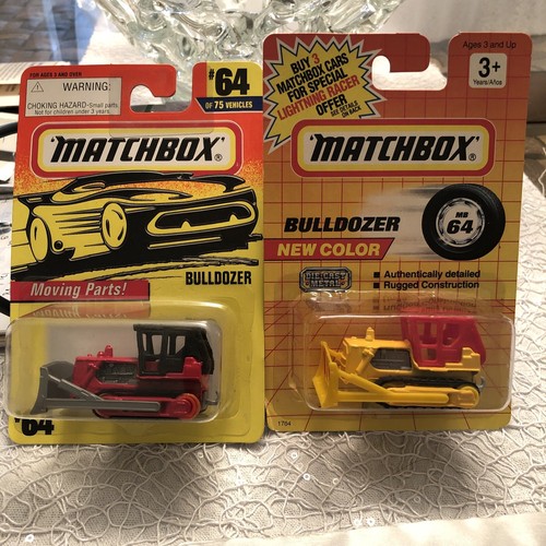 Matchbox Caterpillar Bulldozer, Yellow & Red 1/64, New In Card Flat Shipping $6 - Picture 7 of 7
