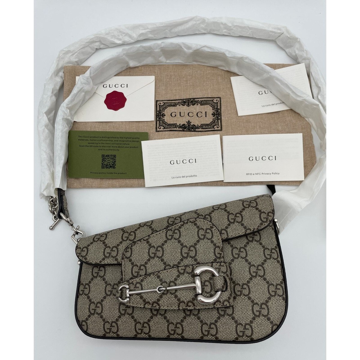 $2800 BRAND NEW GUCCI 1955 HORSEBIT GG SUPREME CANVAS MINI