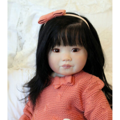 30in Finished Reborn Baby Doll Pretty Toddler Girl Rooted Hair Cloth Body Gifts