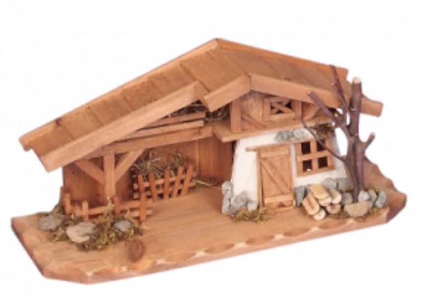 Krippenhäuser aus Holz, verschiedene Modelle - Höhe 13,0 - 14,0 cm