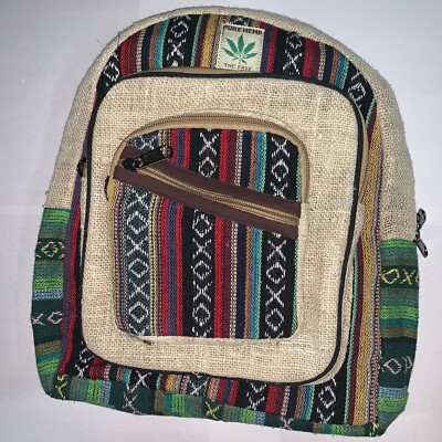 Himalayan Group Handmade Multi Pocket Pure Hemp Mini 12'' Backpack NWT USA SELLER