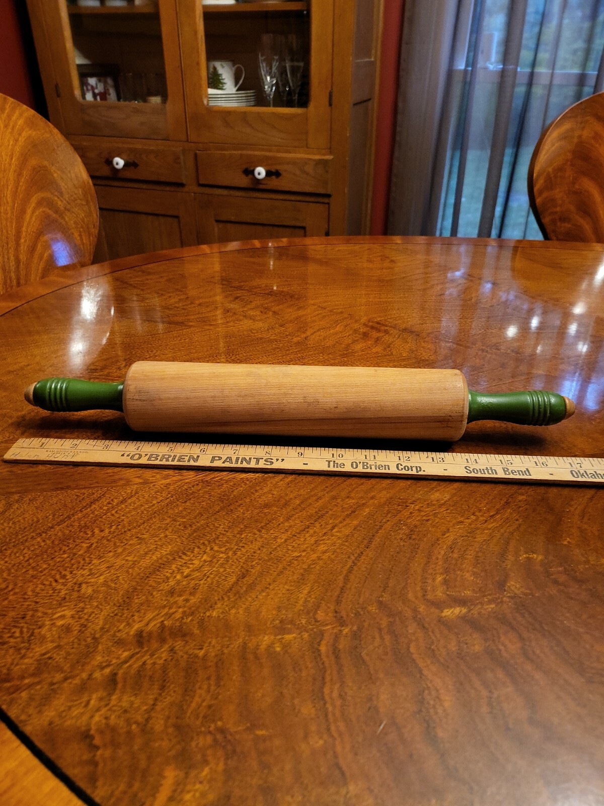Vintage Munising Maple Rolling Pin with Green Handles Signed eBay
