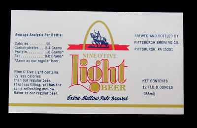 Original Nine O Five Light Beer Label by Pittsburg Brewing Co