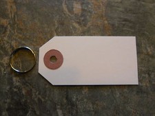 100 KEY TAGS W/ METAL RINGS THICK PAPER 3 1/4" X 1 5/8" GIFT MERCHANDISE PRICE