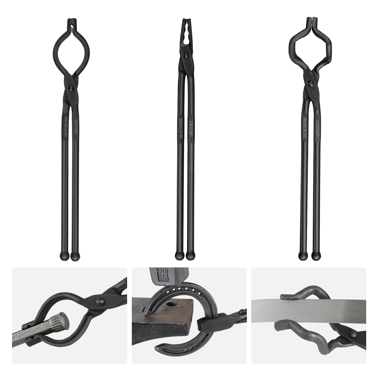 VEVOR Blacksmith Tongs 18” 3 PCS VBit Bolt Tongs Wolf Jaw and Z VBit Tongs eBay