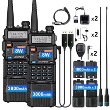 2x Baofeng UV-5R 8W Dual Band VHF UHF Two-way Radio Walkie Talkie EXTRA KIT