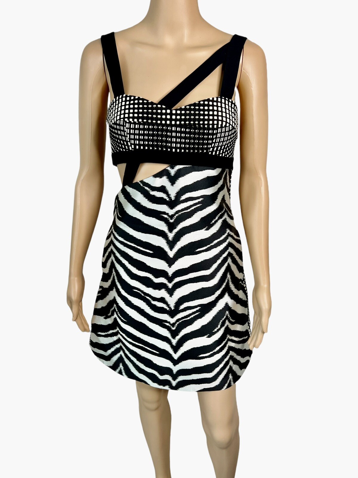Emanuel Ungaro Resort 2015 Runway Cutout Bra Zebra Mini Dress IT 38 image 4