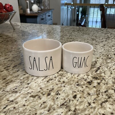 Rae Dunn Artisan Collection by Magenta SALSA And Guac  serving bowls 2 Pc