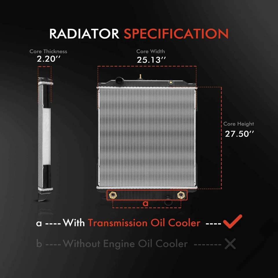 Radiador con enfriador de aceite Trans para Freightliner MT45 1998-2011 MT55 1999-2011 Foto 2 de 4