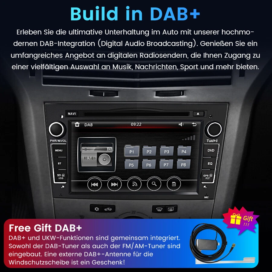 DAB+ Autoradio Stereo Per OPEL Antara Astra Combo GPS Navi DVD Player RDS BT - Immagine 4 di 4