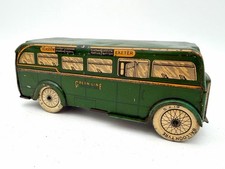 Vintage Wells Brimtoy Green Line Clockwork Tin Bus England