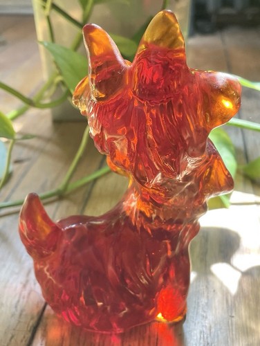Red Vintage MCM Lucite Scottie Dog Figurine Scottish Terrier 6x4 - Picture 2 of 6