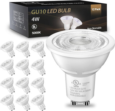 GU10 LED Light Bulbs Non-Dimmable, 4W, 5000K Daylight White, 300LM, Equivalent 3