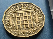 1954 Elizabeth II  el2 British Threepenny  3d