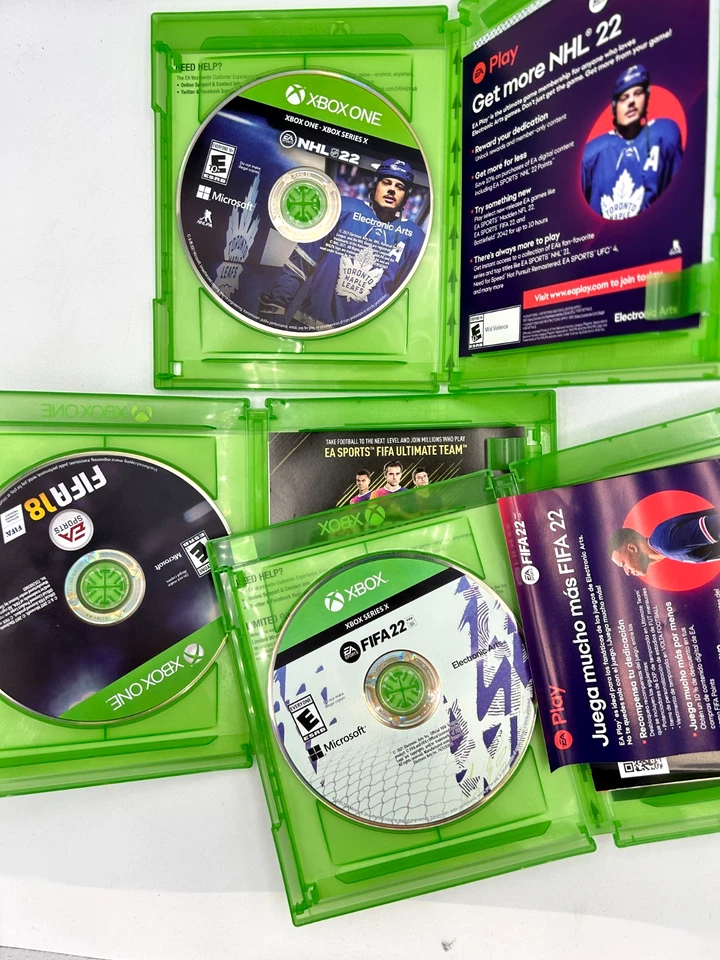 LOTE DE 3 Juegos Deportivos Xbox One - FIFA 18 y 22, NHL 22 Serie X Hockey Fútbol Lote Foto 3 de 3