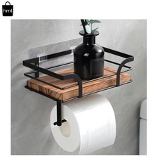 Rustic Farmhouse Toilet Paper Holder with Shelf - Wall Mounted Storage Solution