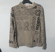 Adidas All Around Logo Hoodie With Pull String. Women’s Uk Size Large. Grey