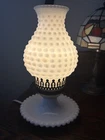 Hobnail Milk Glass 11” Table Lamp, Vintage Hurricane