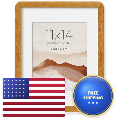 Fun Memories 11X14 Picture Frame - Solid Teak Wood 11X14 Frame Mat For 8X10