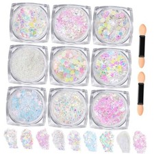Clear White Body Glitter Face Glitter Hair Glitter for Women, 9 Shapes Face,