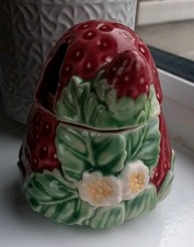 PAST TIMES Strawberry Preserve Pot Jam Jar Ceramic Serving Canister