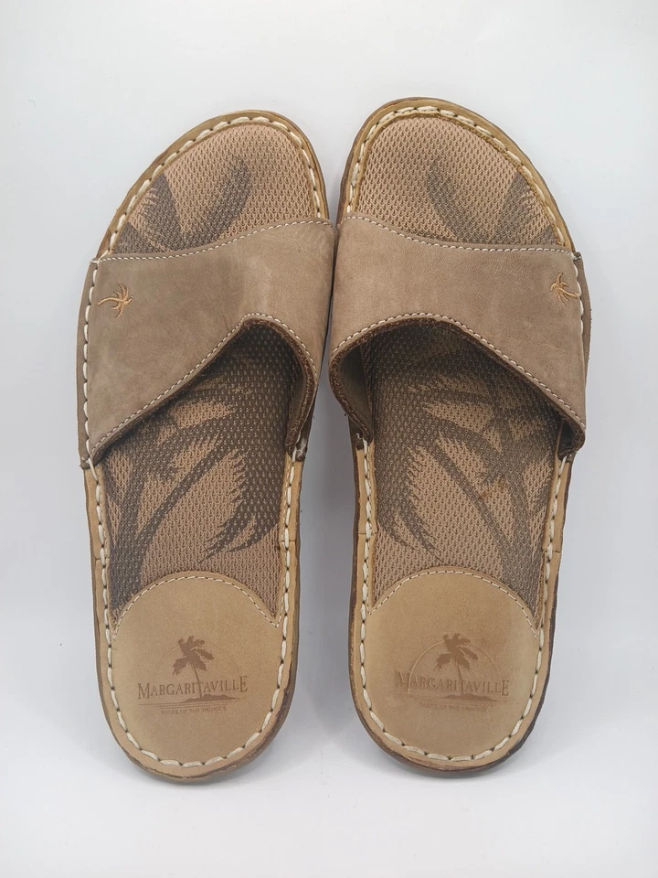 Sandalias Margaritaville para mujer 7 Negril informales sin cordones planas deslizables cuero marrón Foto 2 de 3