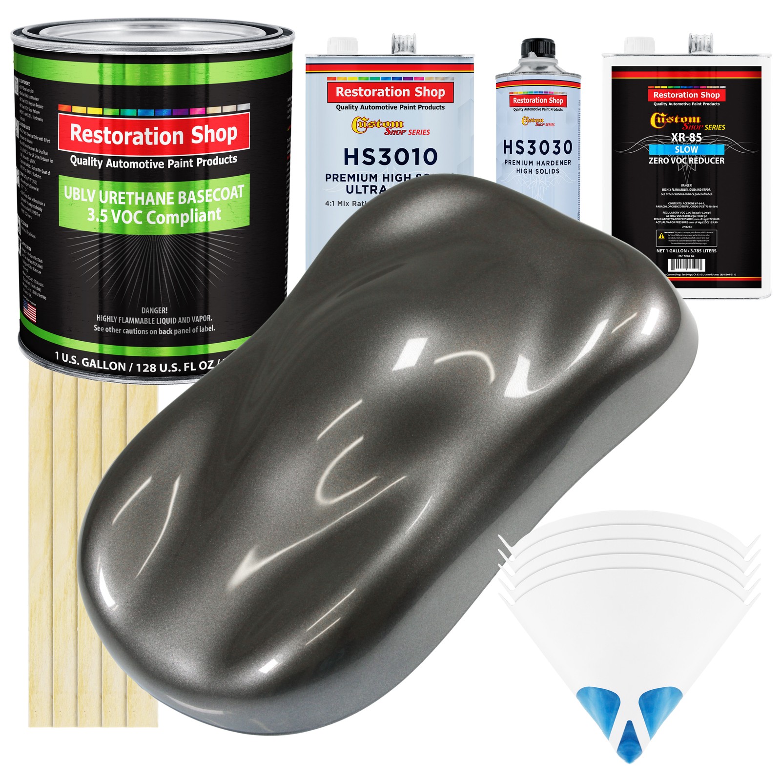 Chop Top Silver Metallic Low VOC SLOW PREM 1 Gal Kit URETHANE BASECOAT Clearcoat