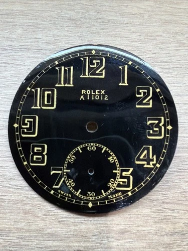 Rare Antique Rolex WW1 Military Pilot Black Pocket Watch Dial