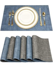 SUEH DESIGN Leather Placemats Set of 6 Reversible Heat Resistant Washable Table