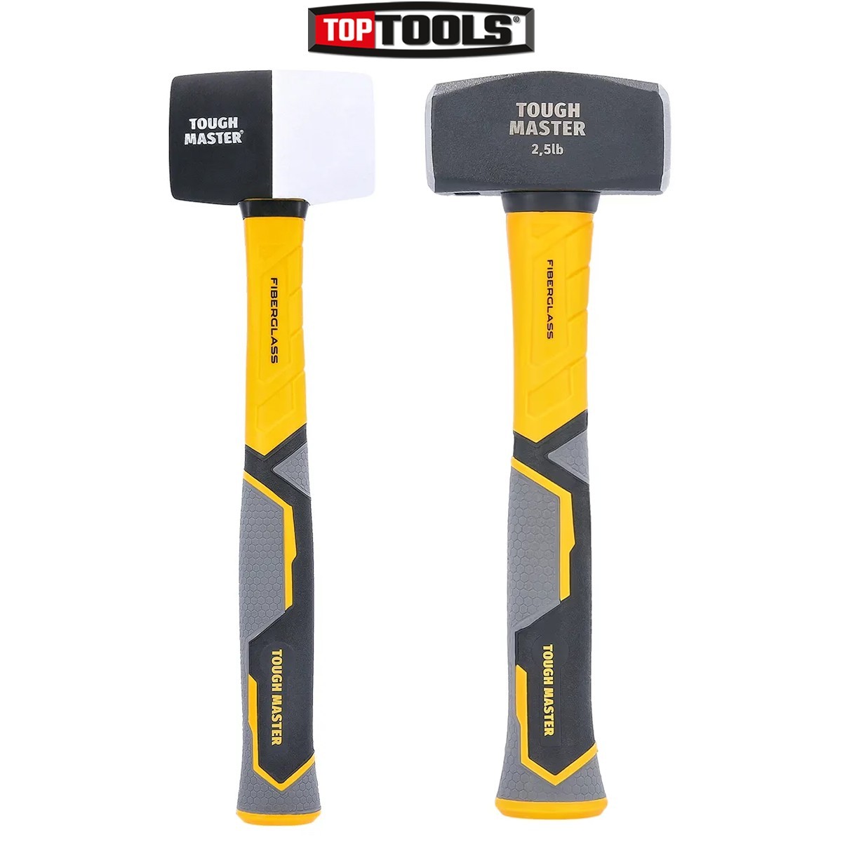 TOUGH MASTER 2-Piece Hammer Kit  Club Hammer 2.5lb Rubber Mallet 16oz