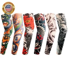Tattoo Sleeves for Men, 6Pcs Fake Tattoos Sleeves to Cover Arms Sun Protection S