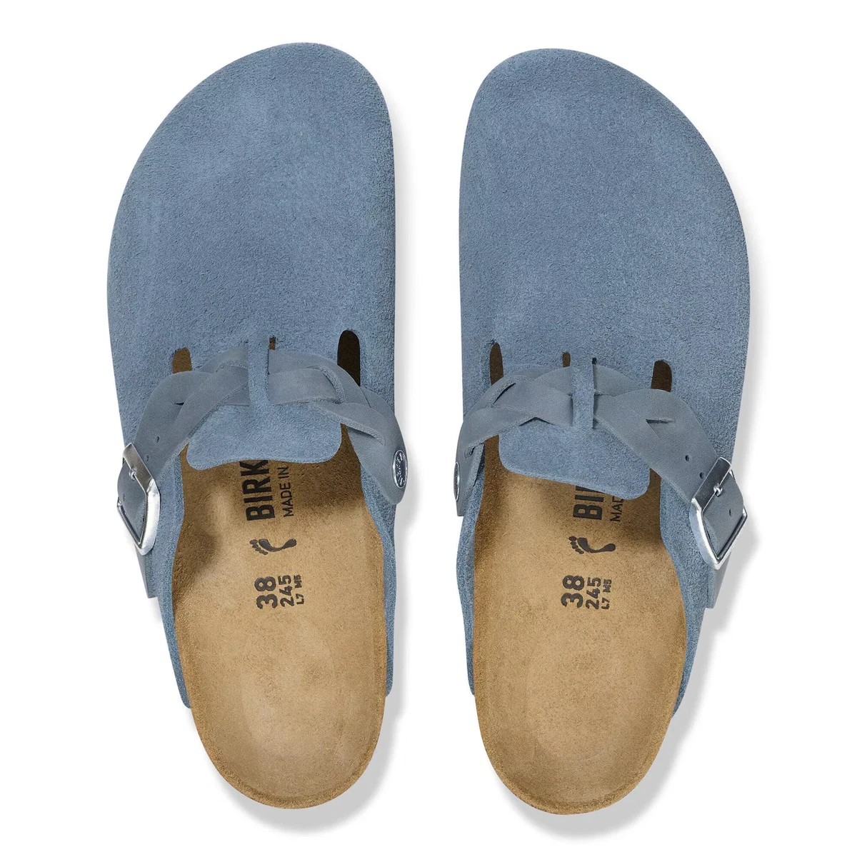 Birkenstock Boston Braided Suede Leather Women's Clogs Elemental Blue New
