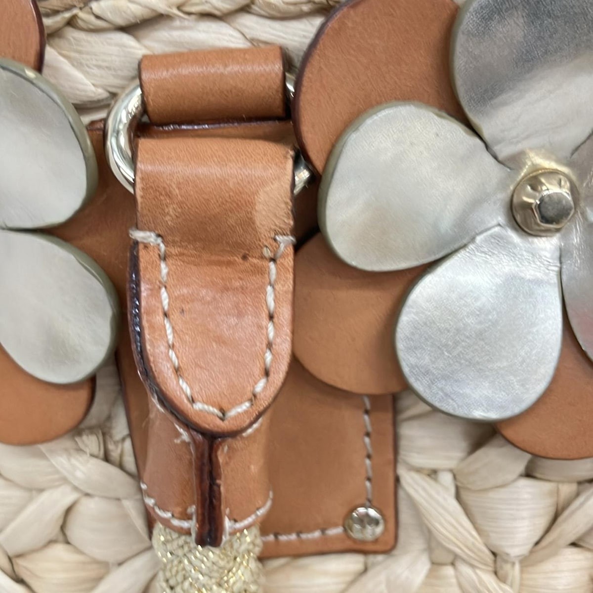 Kate spade - PXRU0802 Beige Gold Brown Straw Leather Tote Bag thumbnail 15