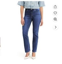 Lee Women Straight Leg Jeans Regular Fit 12 Short Dark Wash Mid Rise Flex Motion