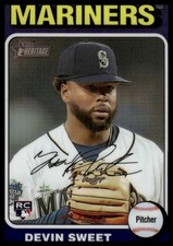 2024 Topps Heritage #242 Devin Sweet RC Chrome Purple Refractor Mariners NM+