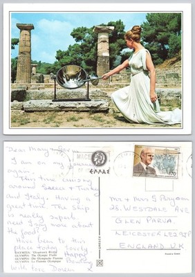x01929 Olympische Flamme Olympia Griechenland Postkarte 1999 Briefmarke