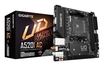 GIGABYTE A520I AC Mainboard - Unterstützt AMD Ryzen 5000 Series AM4 CPUs, 6