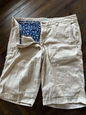 Tommy Bahama Bermuda Shorts Mens Sz 33 Flat Tan Beach Linen Blend