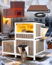 Heated Cat House Outdoor Insulated Liner Cat House with Heated Pad Feral Cat