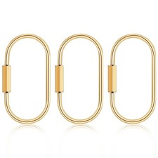 3 Pcs Brass Key Ring, Gold Carabiner Keychain Clips, Purse Bag Charms Scr...