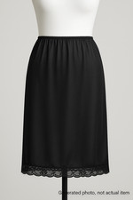 Adonna Black Nylon Half Slip Skirt Sheer Vintage Lingerie Lace Hem Large